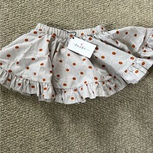 Adorable Pumpkin Dot Skirt with Ruffles